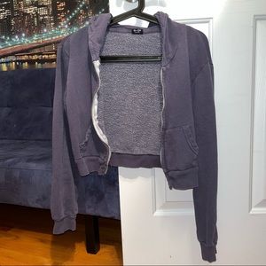 Brandy Melville Crystal Cropped Zip Up Hoodie